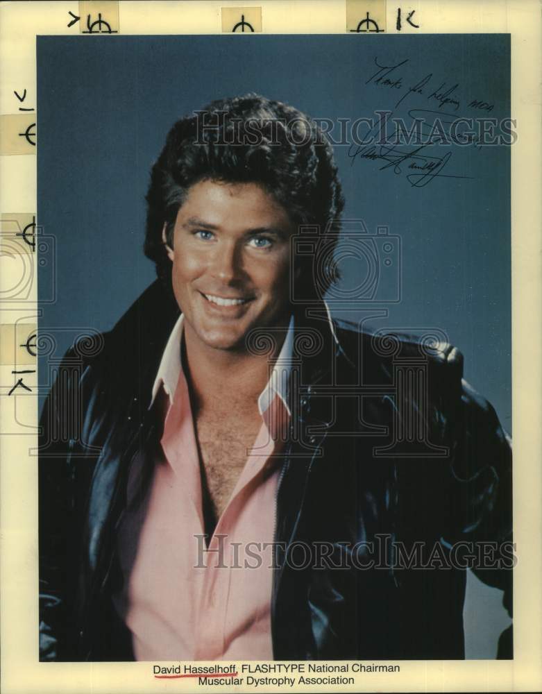 Press Photo Actor David Hasselhoff, Flashtype National Chairman - Historic Images