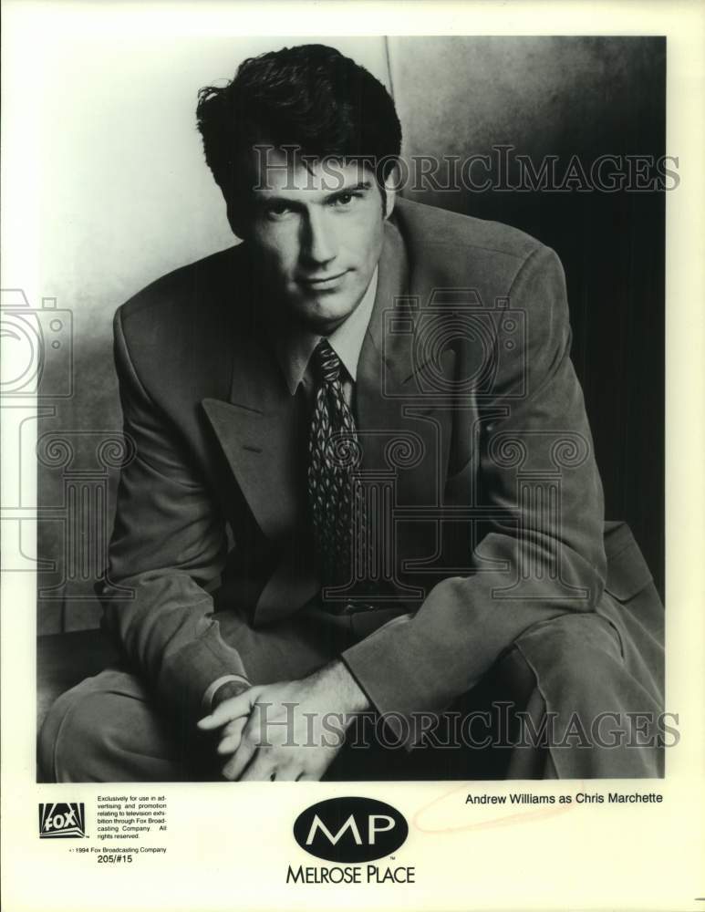 1994 Press Photo Actor Andrew Williams as Chris Marchette in Melrose Place Show - Historic Images