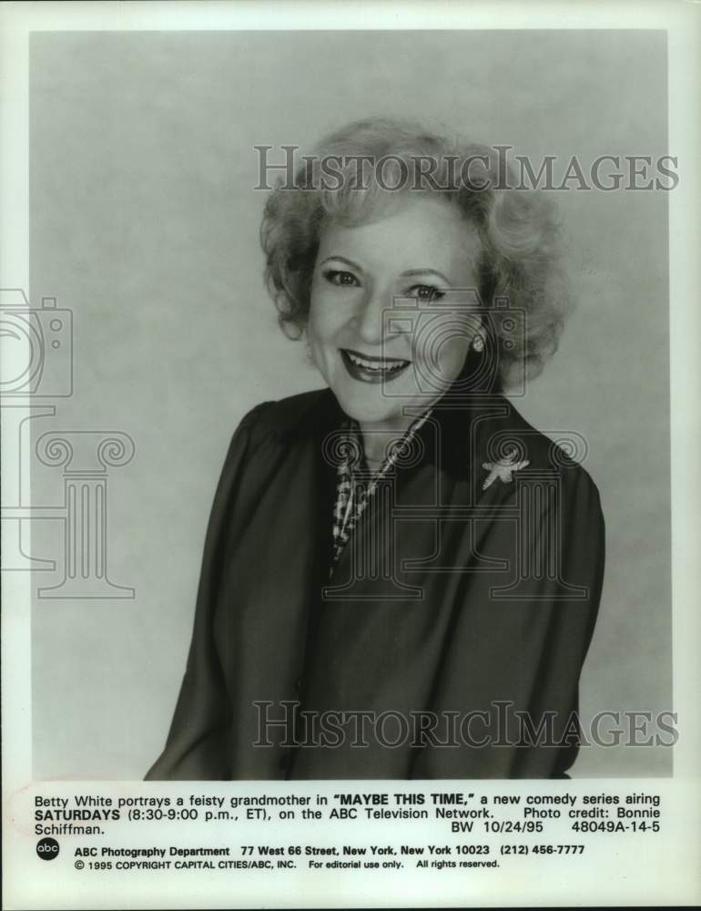 1995 Press Photo Actress Betty White in Television&#39;s &quot;Maybe This Time&quot; - Historic Images