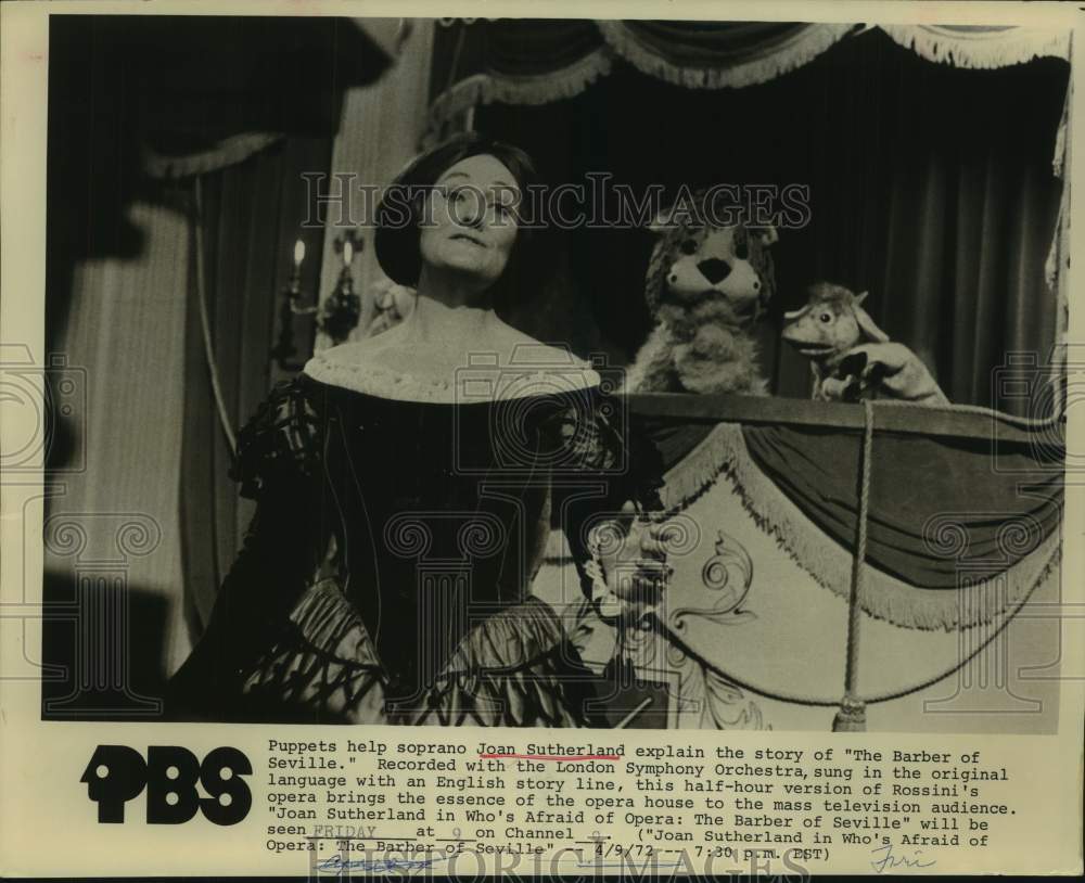 1972 Press Photo Soprano Singer Joan Sutherland in &quot;The Barber of Seville&quot; - Historic Images