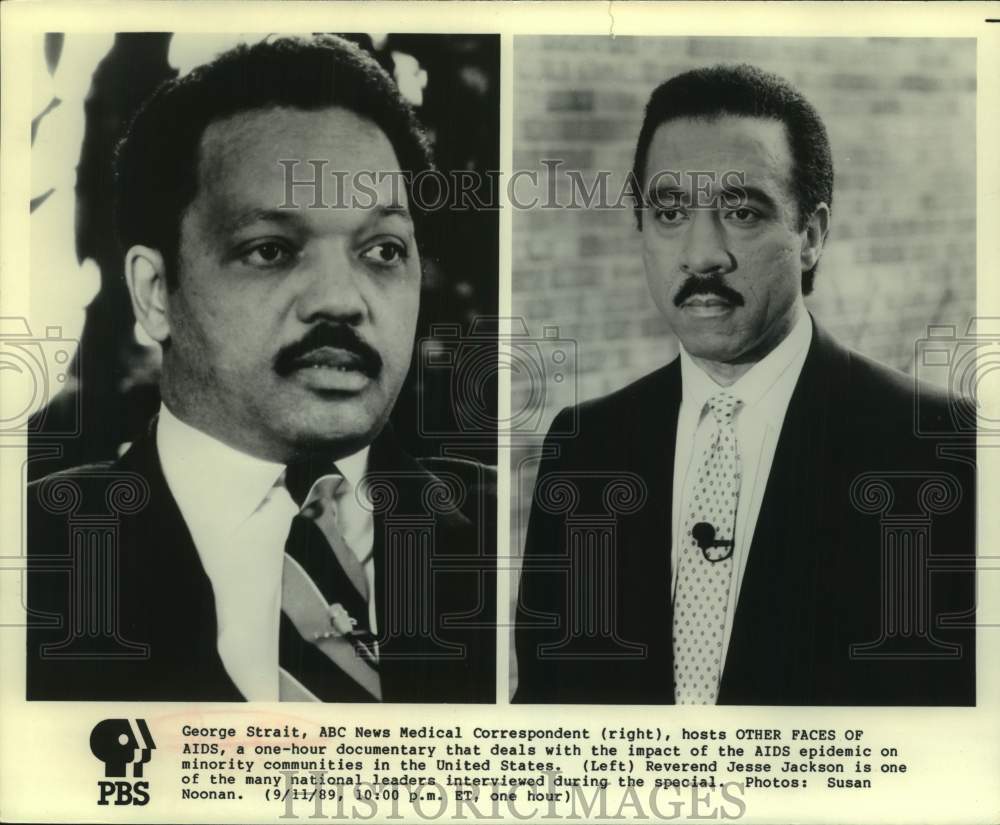 1989 Correspondent George Strait and Reverend Jesse Jackson - Historic Images