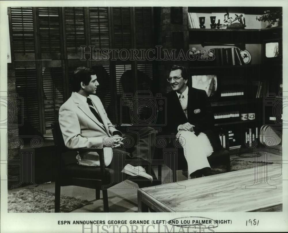 1981 Press Photo ESPN Announcers George Grande and Lou Palmer - Historic Images