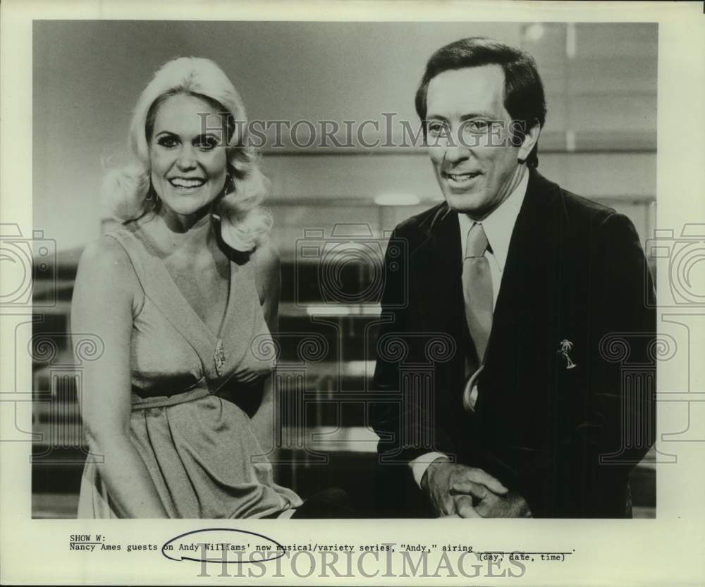 Press Photo Nancy Ames and Host Andy Williams on &quot;Andy&quot; Television Series - Historic Images