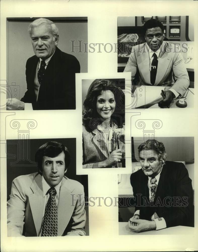Press Photo Anchors at News Desks - Historic Images