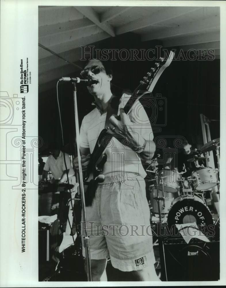 Press Photo Whitecollar Rockers, By night: The Power of Attorney rock band - Historic Images