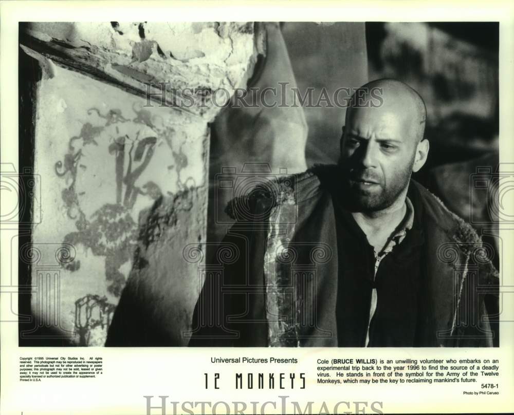1995 Press Photo Actor Bruce Willis in "12 Monkeys" movie - Historic Images