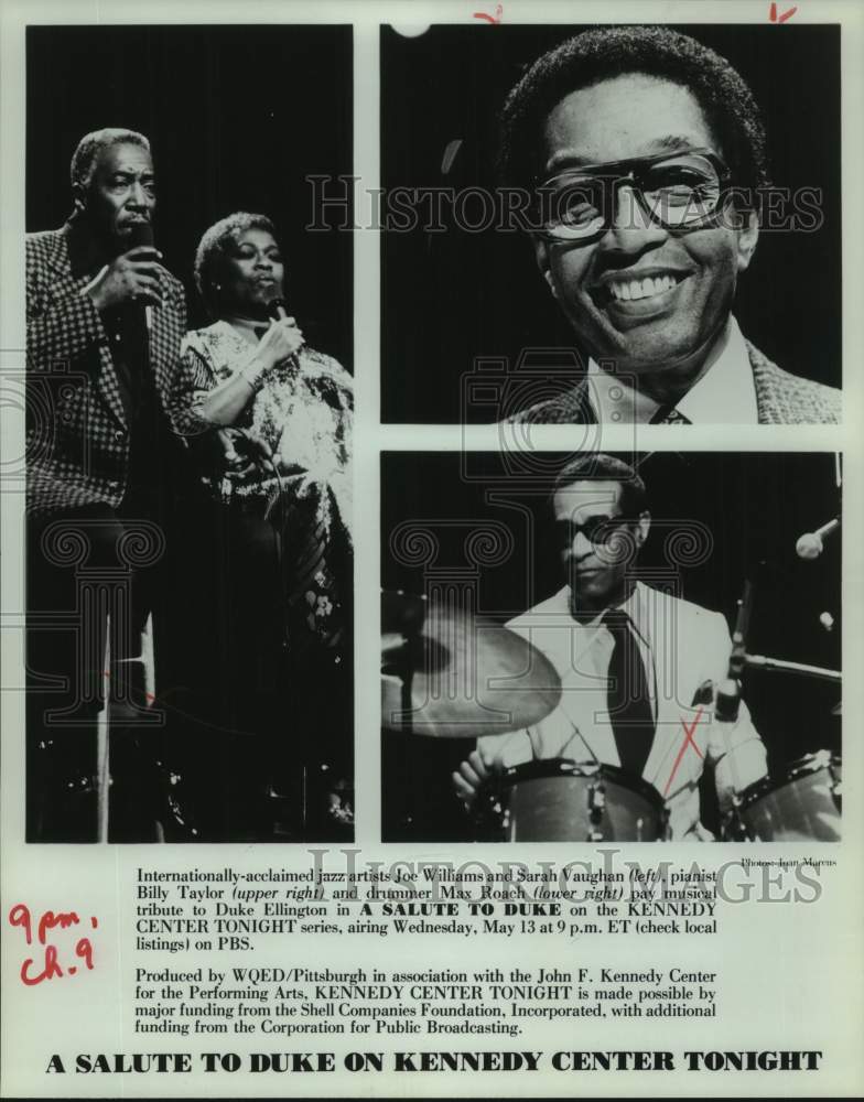 Press Photo Joe Williams and Sarah Vaughan on A Salute to Duke, on PBS. - Historic Images