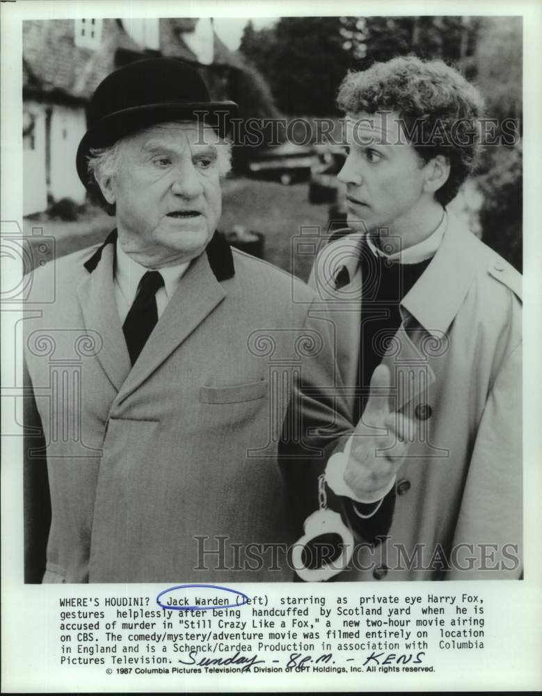 1987 Press Photo Actors Jack Warden with co-star in &quot;Still Crazy Like a Fox&quot; - Historic Images