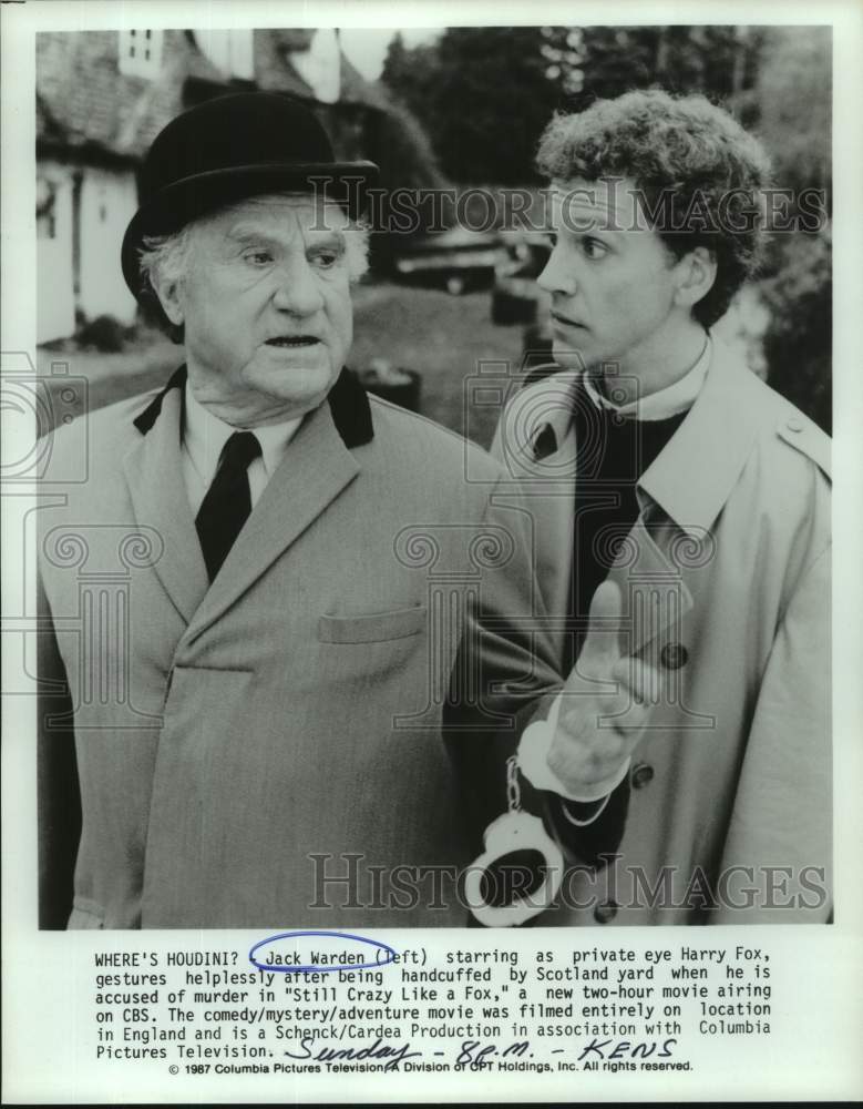 1987 Press Photo Actors Jack Warden with co-star in "Still Crazy Like a Fox" - Historic Images