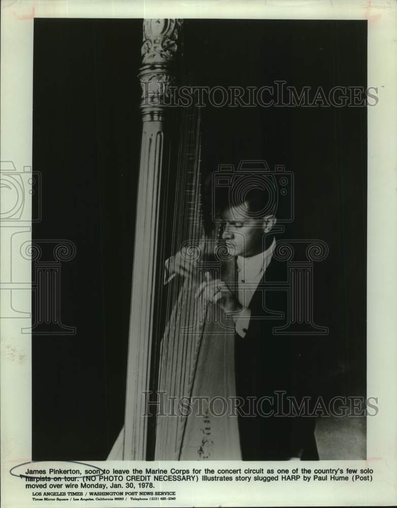 1978 Press Photo James Pinkerton, Harpist with the Marine Corps - Historic Images