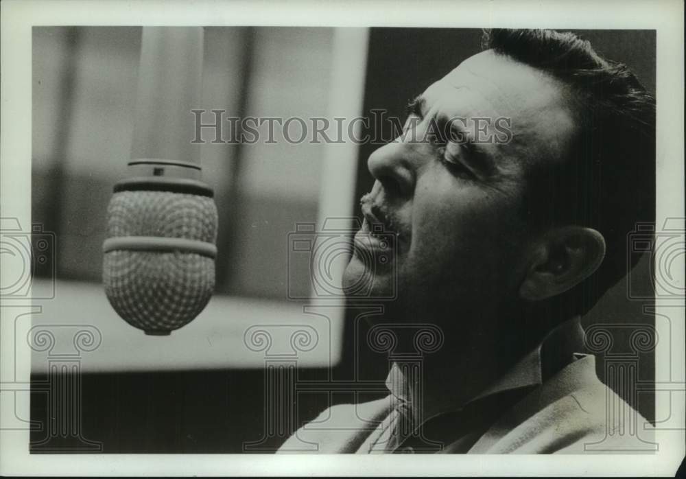 1965 Tennessee Ernie Ford sings at a recording session.-Historic Images