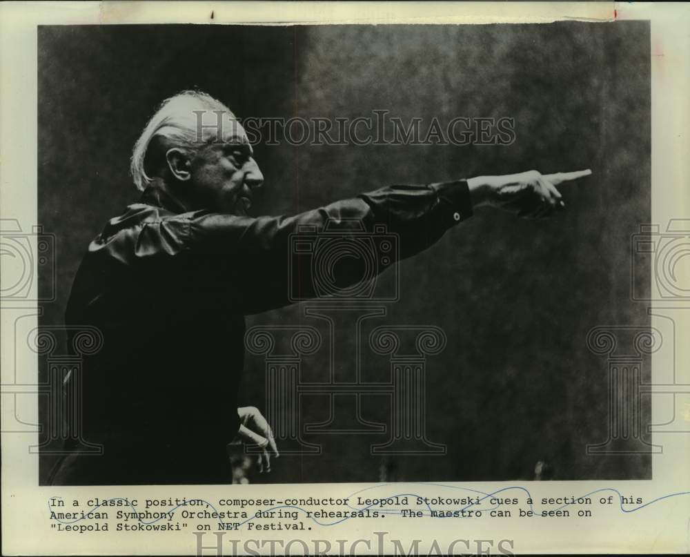 Press Photo Leopold Stokowski conducts the American Symphony Orchestra on NET. - Historic Images