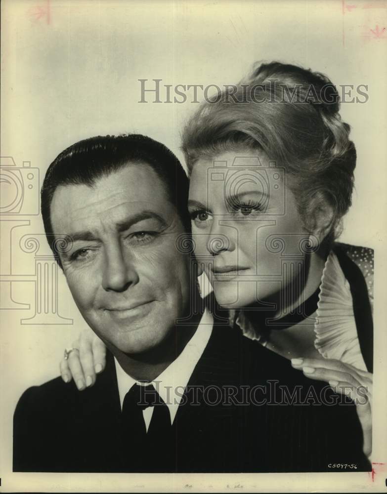 1963 Actor Robert Taylor & Actress Joan Cawlfield in "Cattle King"-Historic Images