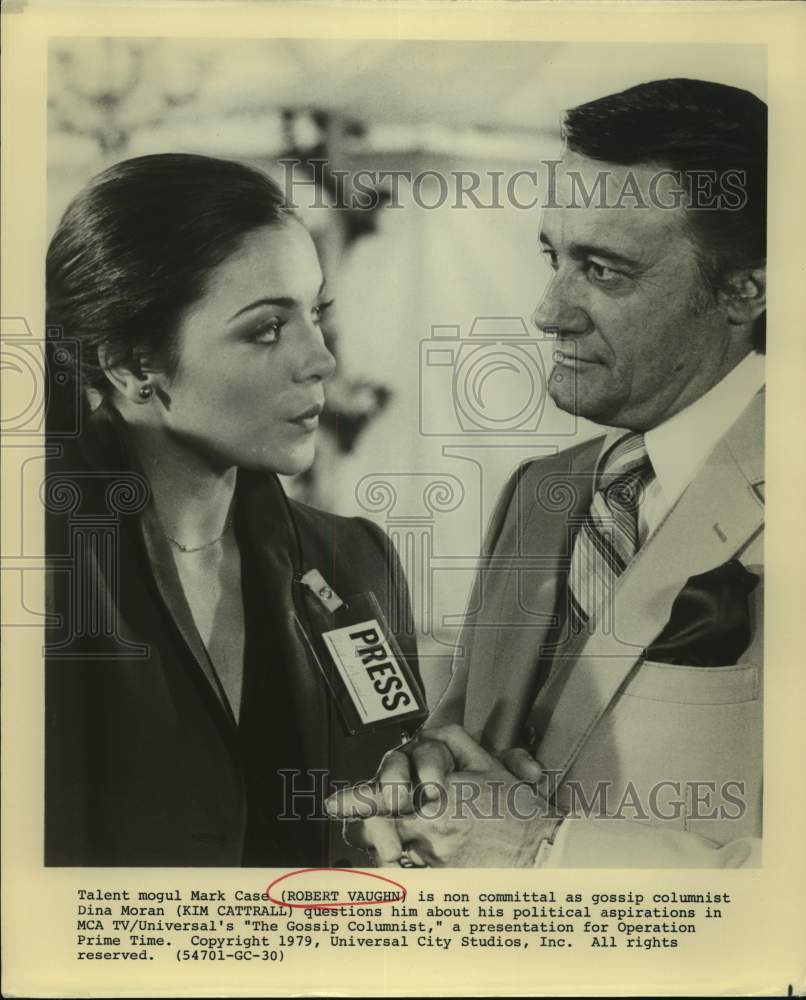 1979 Press Photo Robert Vaughn and Kim Cattrall star in The Gossip Columnist. - Historic Images