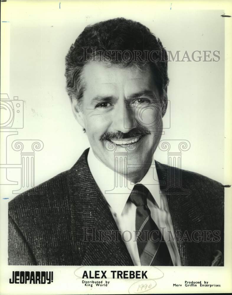 1990 Press Photo &quot;Jeopardy!&quot; Game Show Host Alex Trebek - Historic Images