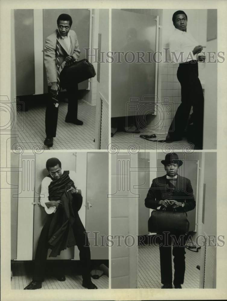 Press Photo Actor Ben Vereen Changes Clothes in Public Bathroom - Historic Images