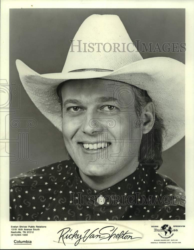 Press Photo Musician Ricky Van Shelton in Cowboy Hat - Historic Images