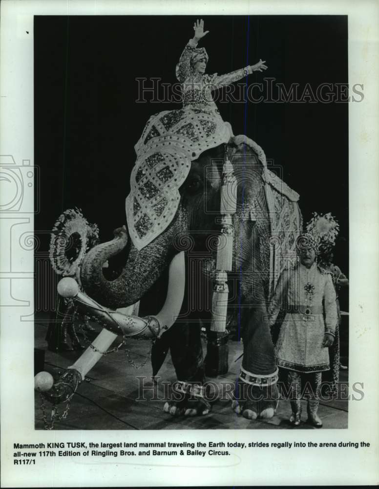 1988 Press Photo King Tusk with the Ringling Bros. and Barnum &amp; Bailey Circus. - Historic Images