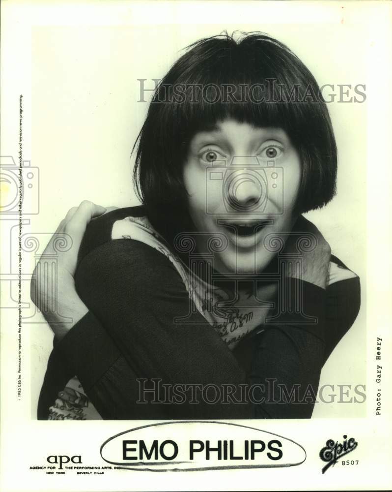 1985 Press Photo Emo Philips, stand-up comedian, actor, writer and producer. - Historic Images