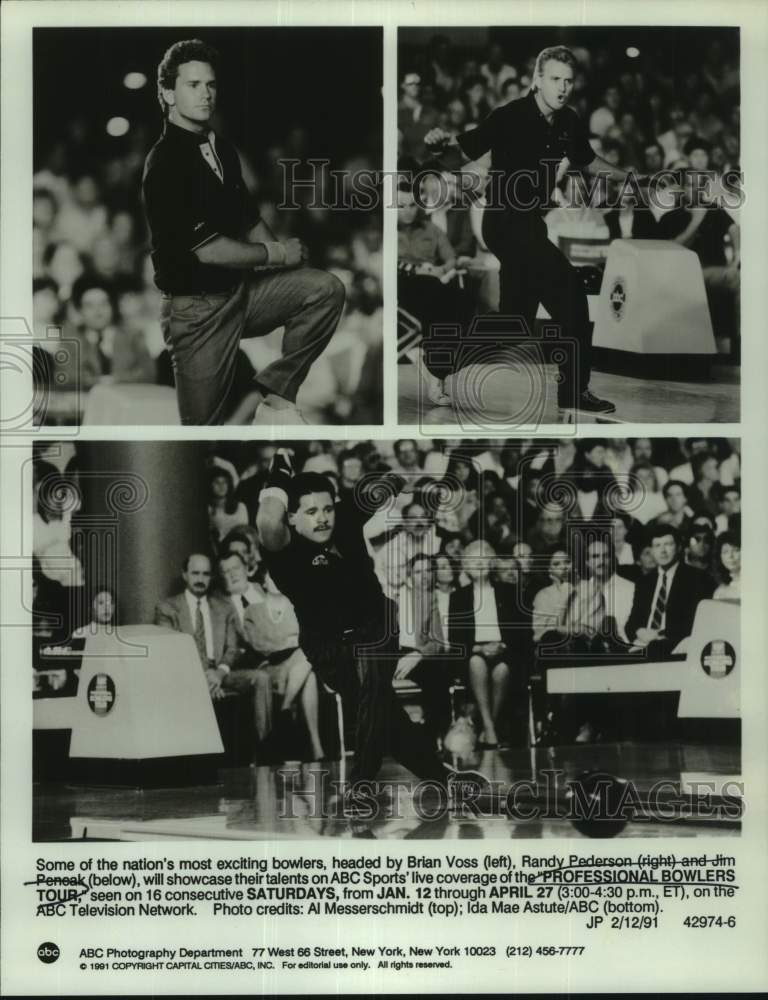 1991 Press Photo Scenes from Professional Bowlers Tour, on ABC Television.- Historic Images