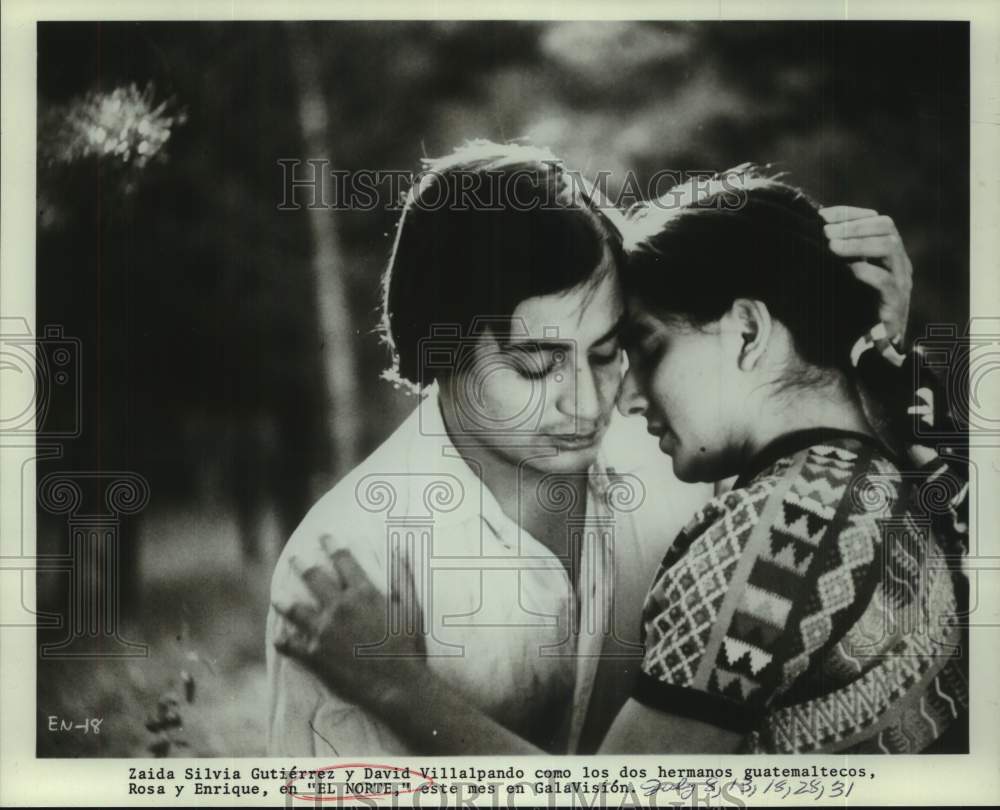 Press Photo Actors Zaida Silvia Gutierrez and David Villalpando in "El Norte" - Historic Images