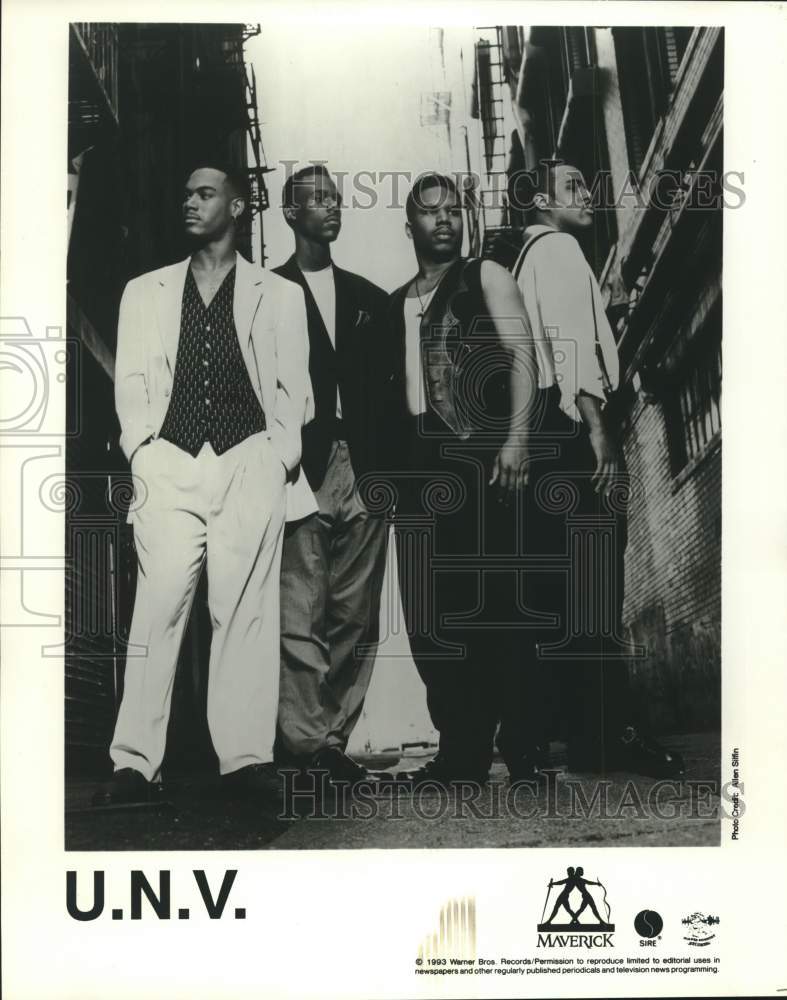 1993 Press Photo Four members of the band U.N.V. - Historic Images