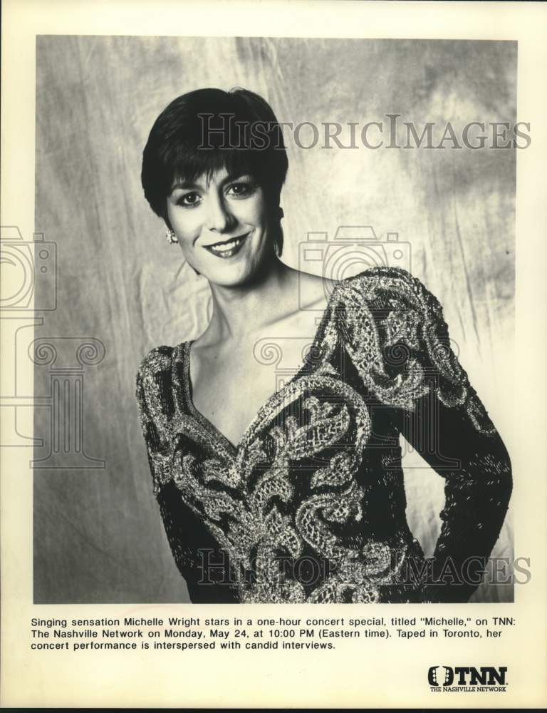 Press Photo Michelle Wright in a self titled concert special on TNN. - sap48324-Historic Images