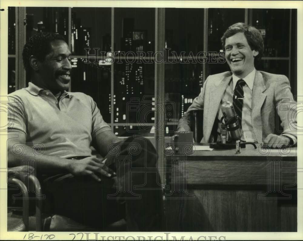 1983 Press Photo Bubba Smith on Late Night with David Letterman, on NBC. - Historic Images