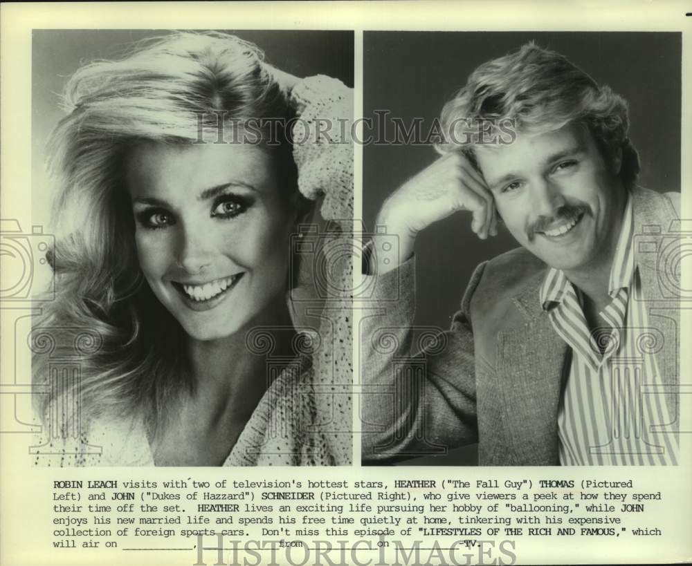 Press Photo Heather Thomas &amp; John Schneider on Lifestyles of the Rich and Famous - Historic Images