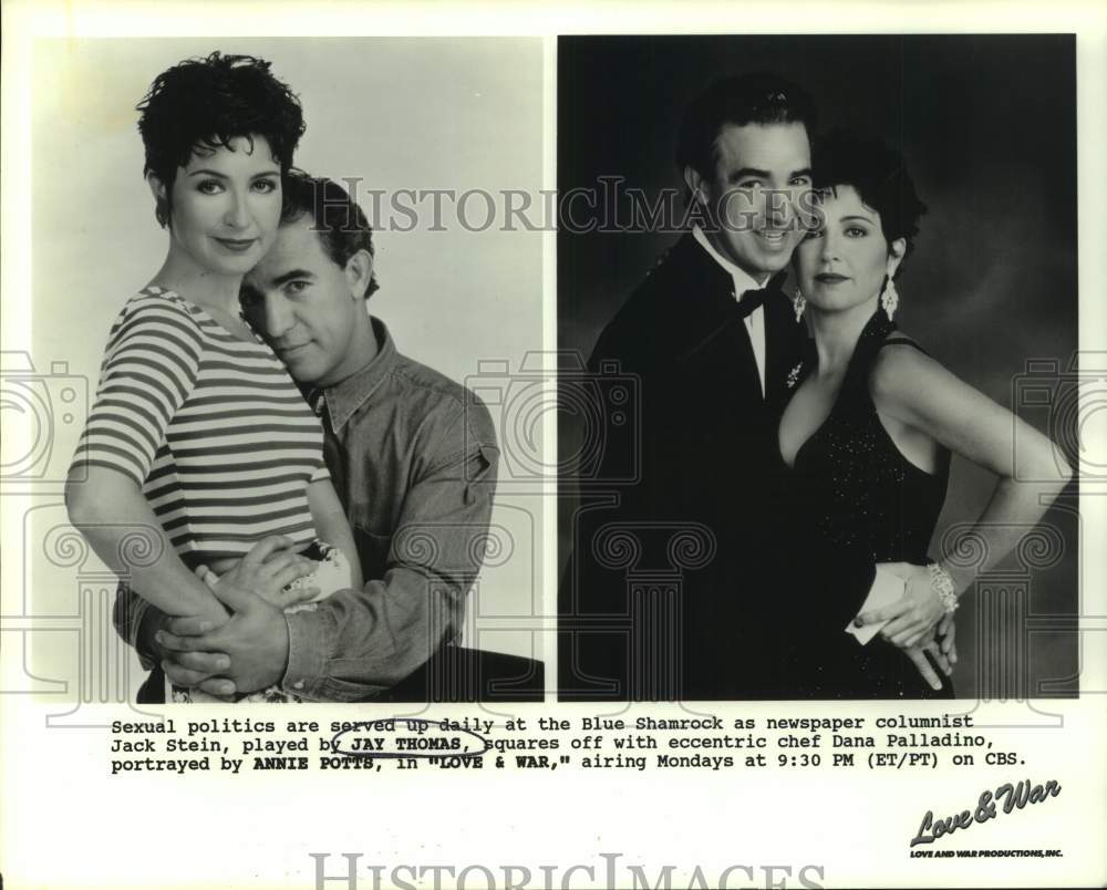 Jay Thomas and Annie Potts star on Love & War, on CBS. - Historic Images