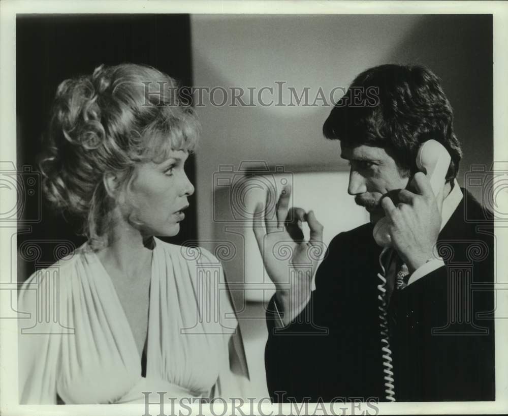 Press Photo Actress Stella Stevens Performs Scene With Man on Telephone - Historic Images