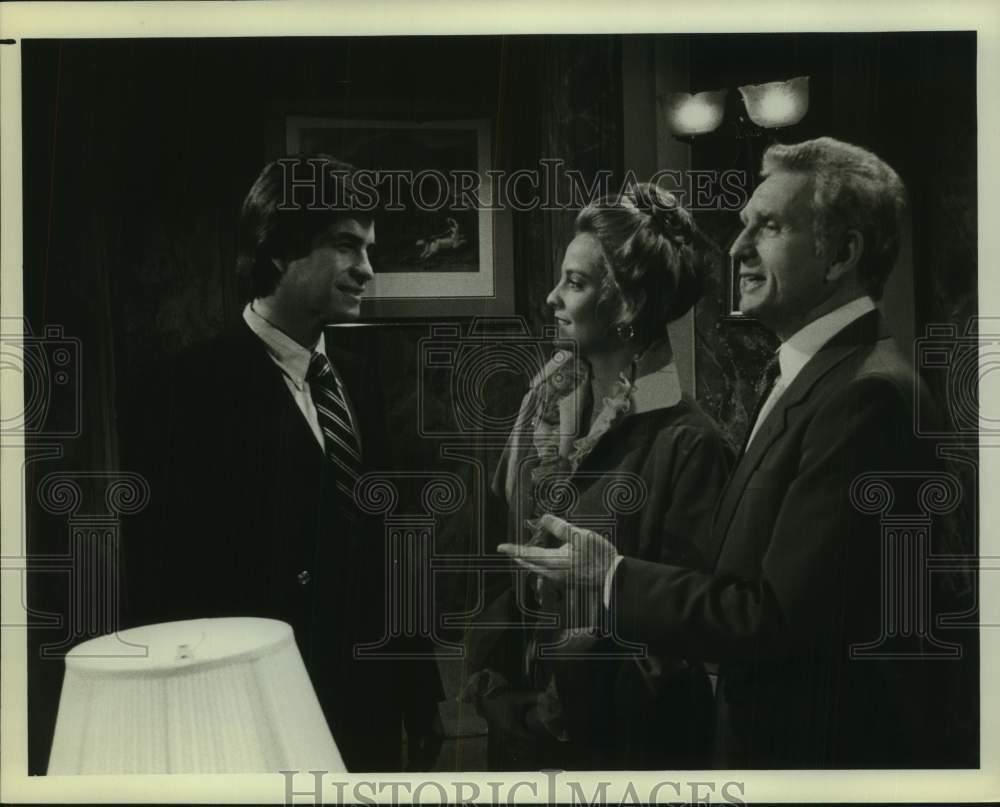 1981 Press Photo Michael Stark, Kim Zimmer and Alvin Epstein on The Doctors. - Historic Images