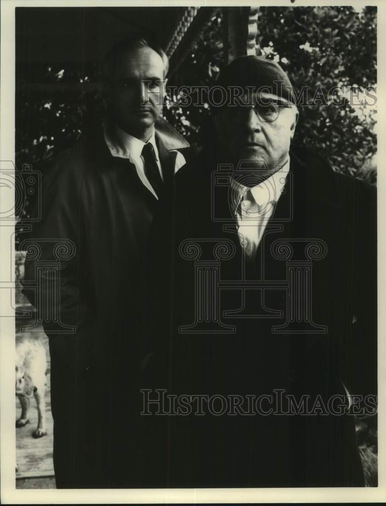 1991 Press Photo Actor Rod Steiger & Man - Historic Images