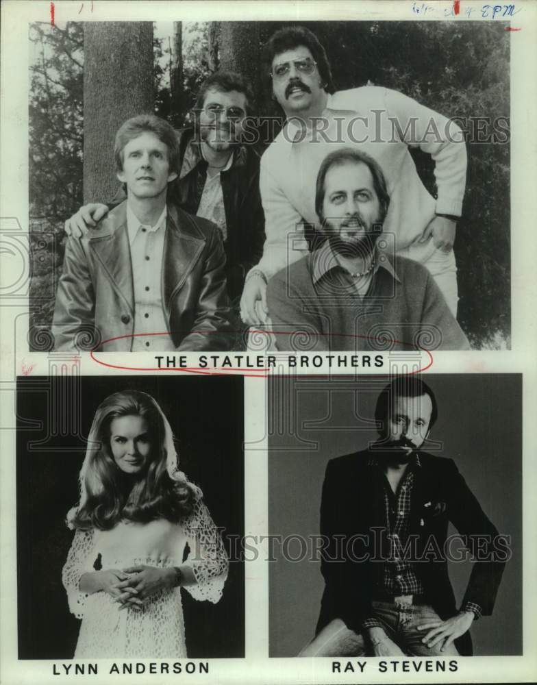 1980 Press Photo The Statler Brothers, Lynn Anderson and Ray Stevens, musicians. - Historic Images