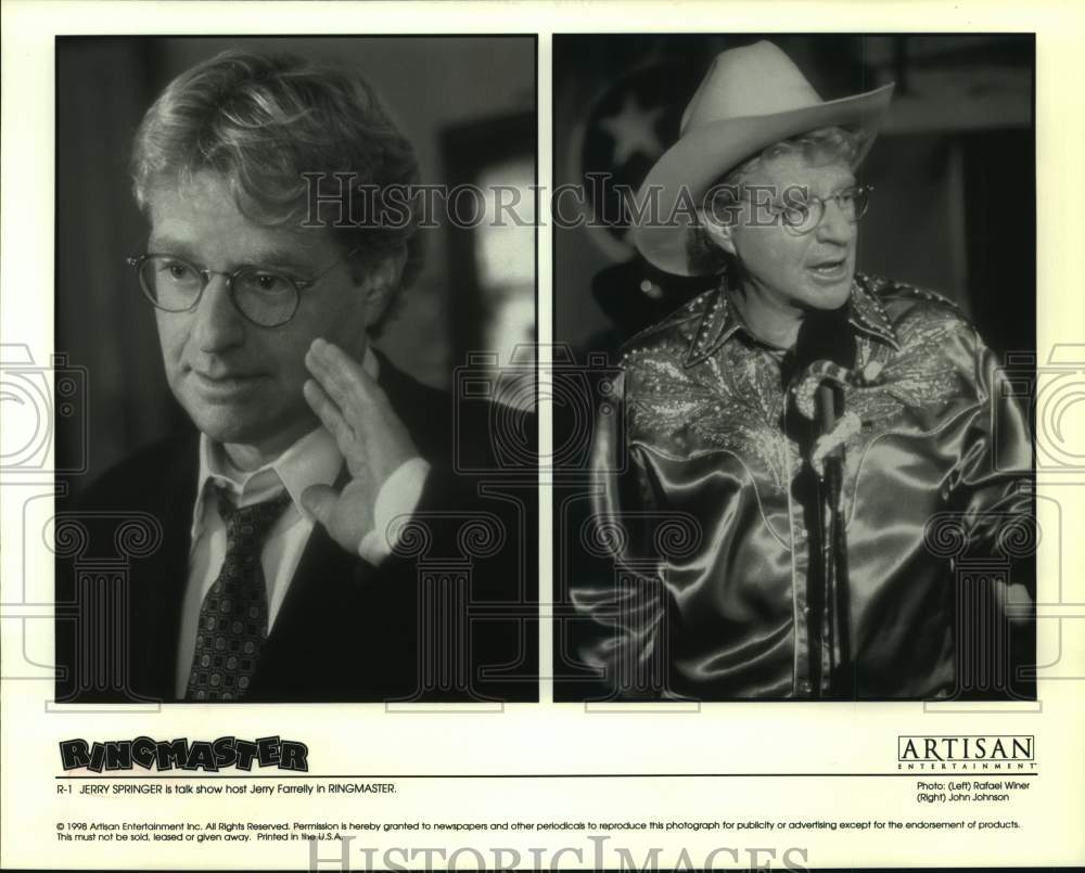 1998 Press Photo TV Host Jerry Springer in Movie "Ringmaster" - Historic Images