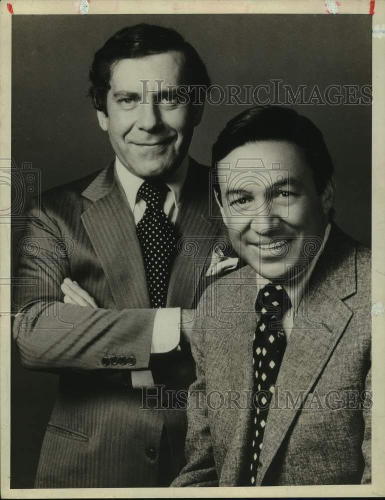 Press Photo Morley Safer and Mike Wallace, Morley Safer, broadcast journalists. - Historic Images