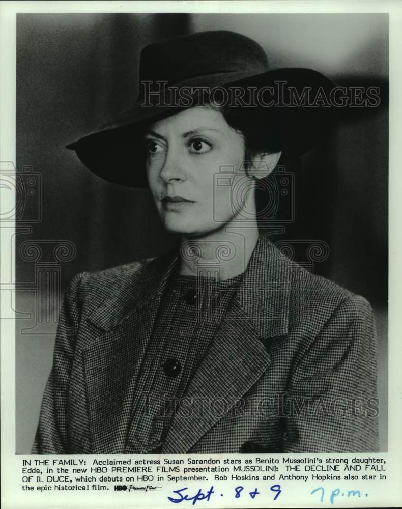 Press Photo Actress Susan Sarandon in Mussolini&#39;s Daughter in HBO Film - Historic Images