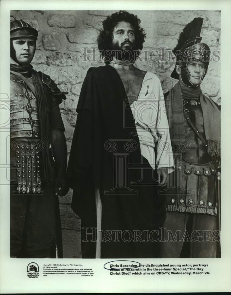 1980 Press Photo Actor Chris Sarandon & Cast in CBS Film "The Day Christ Died" - Historic Images