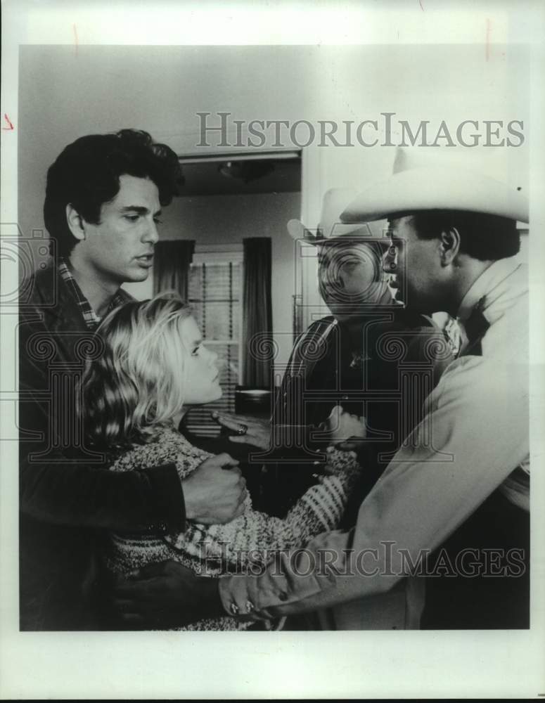 Press Photo Actors Chris Sarandon, Melissa Michaelsen &amp; Cast in CBS TV Film - Historic Images