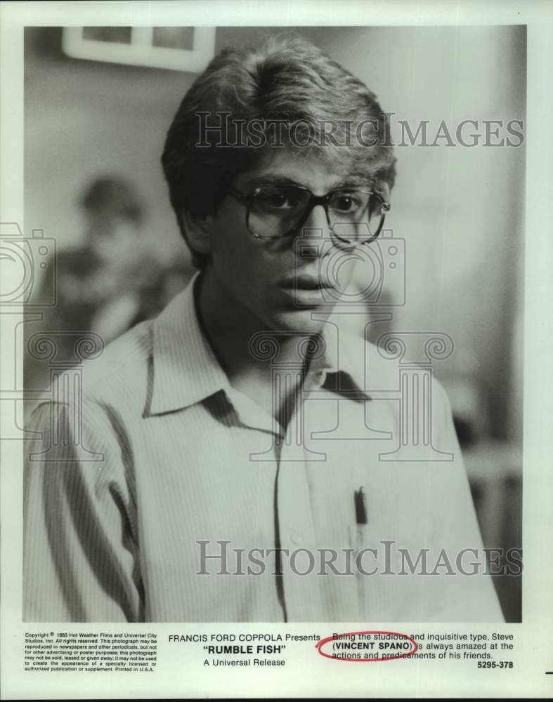 1983 Press Photo Actor Vincent Spano in Film "Rumble Fish" - Historic Images