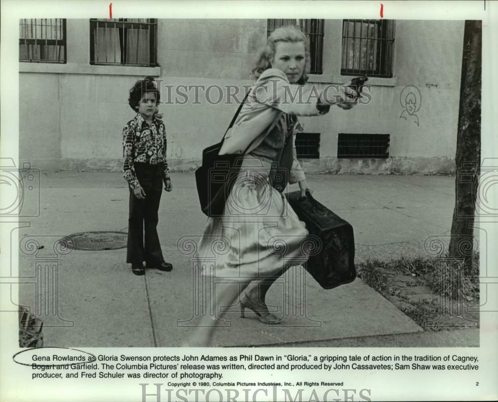 1980 Press Photo Actors Gena Rowlands &amp; John Adames in Film &quot;Gloria&quot; - Historic Images