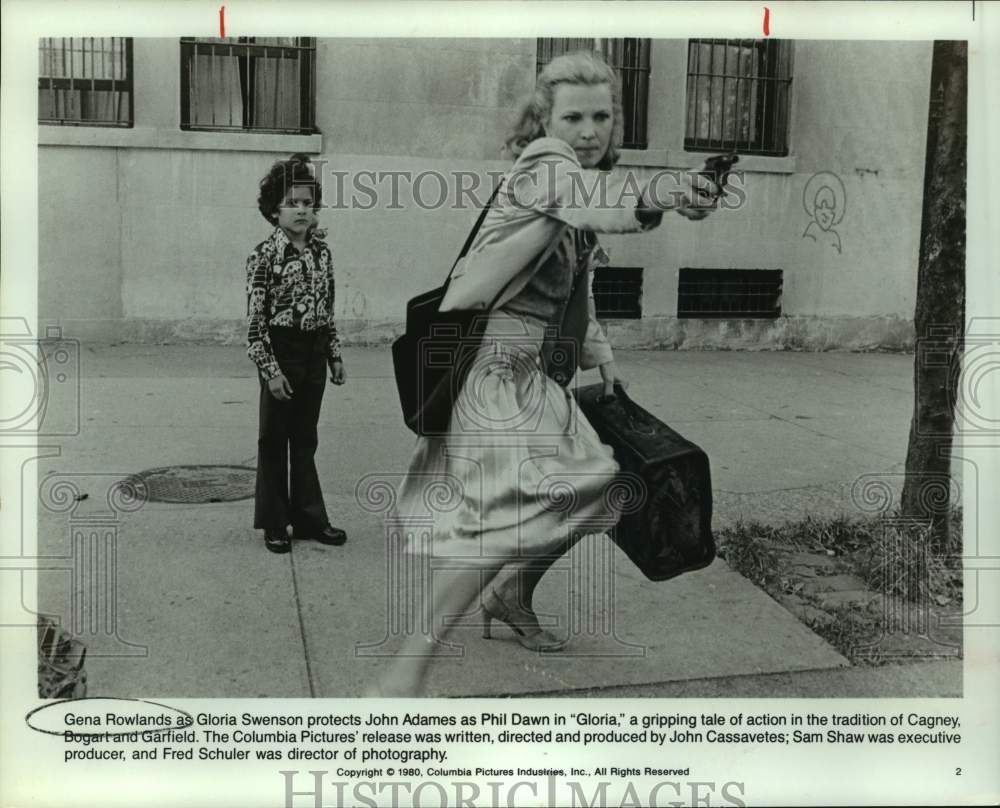 1980 Press Photo Actors Gena Rowlands & John Adames in Film "Gloria" - Historic Images