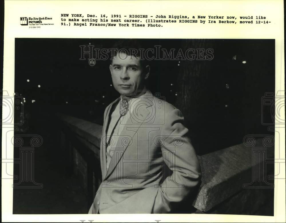 1991 Press Photo Actor John Riggins in New York - sap51981- Historic Images
