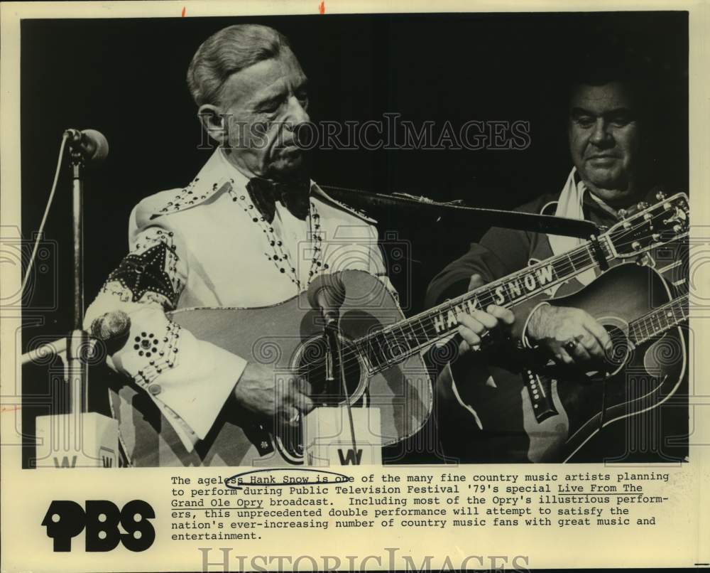 Press Photo Country Musician Hank Snow Plays Guitar at The Grand Ole Opry - Historic Images