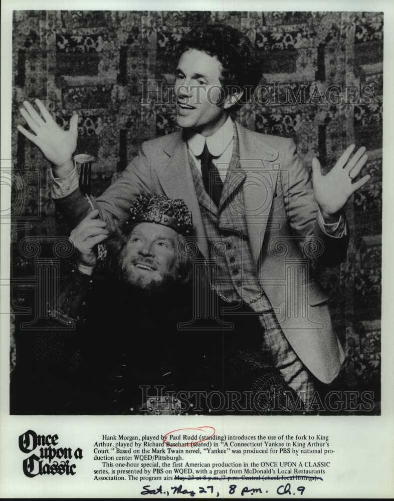 Press Photo Actors Paul Rudd &amp; Richard Basehart in PBS &quot;Once Upon a Classic&quot; - Historic Images