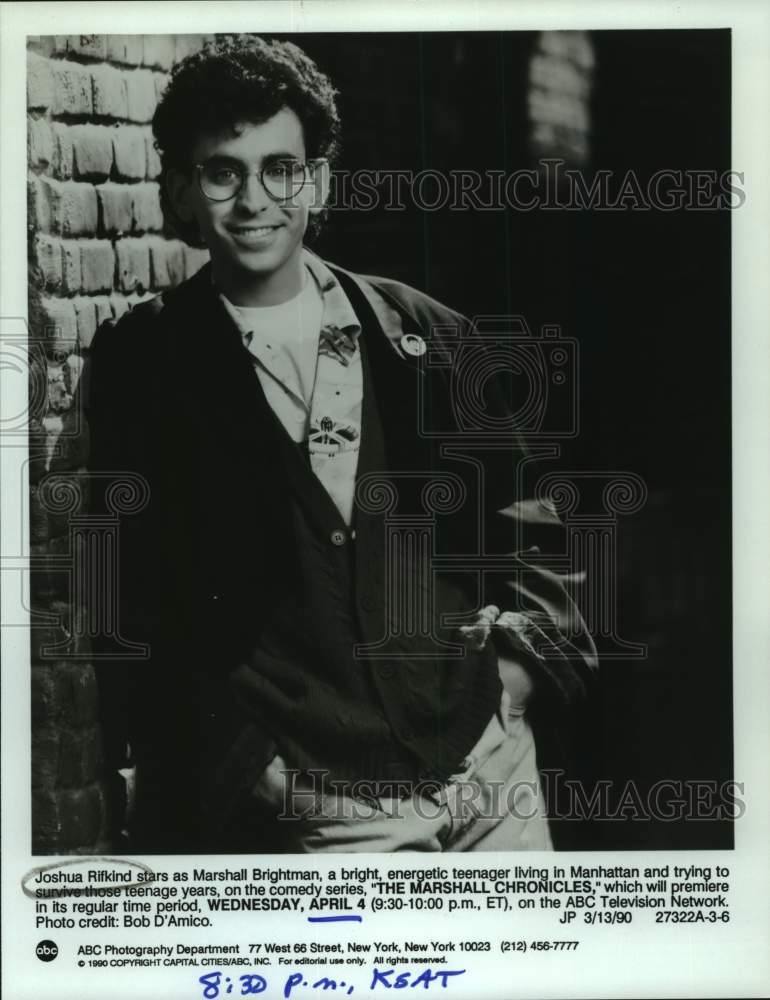 1990 Press Photo Actor Joshua Rifkind in ABC TV Series "The Marshall Chronicles" - Historic Images