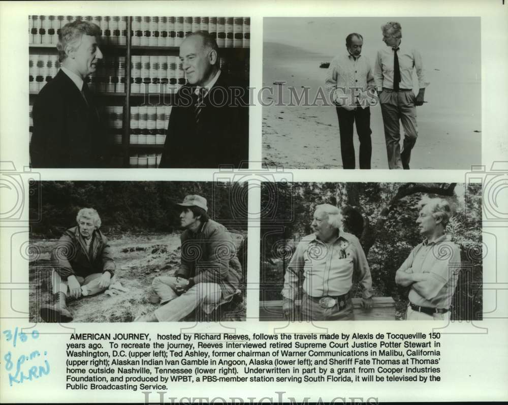 Press Photo PBS Series &quot;American Journey&quot; Host Recreates Tocqueville&#39;s Travels - Historic Images