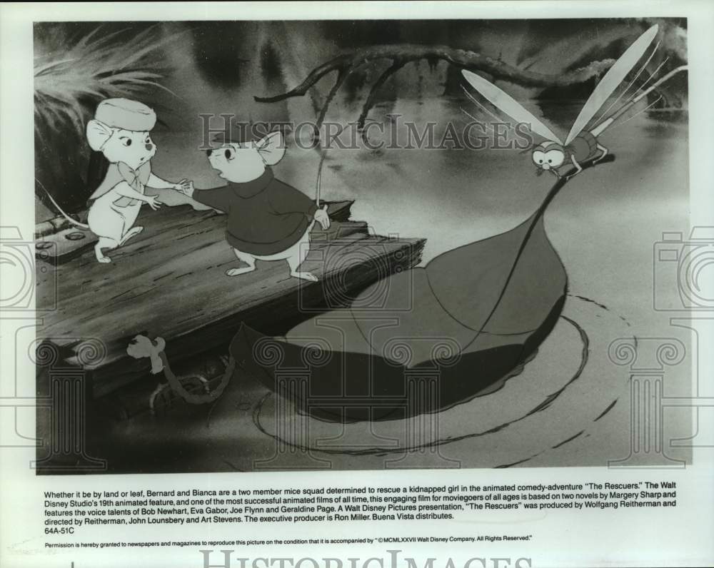 1977 Press Photo Disney Animated Characters in Film "The Rescuers" - Historic Images