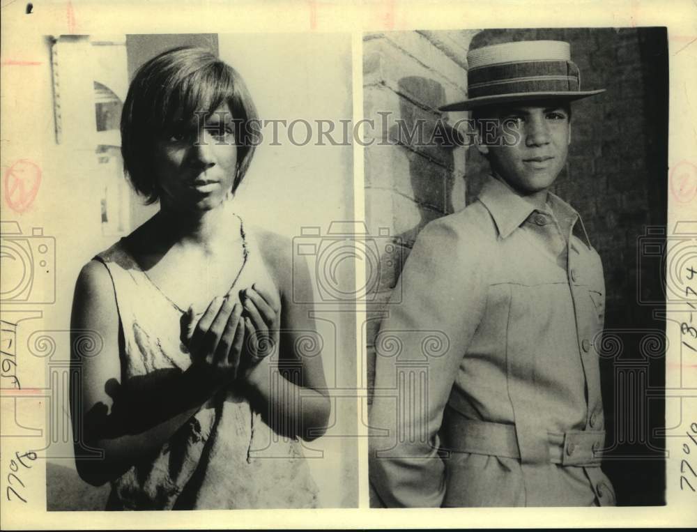 Press Photo Young Woman & Man Act in Scenes - Historic Images