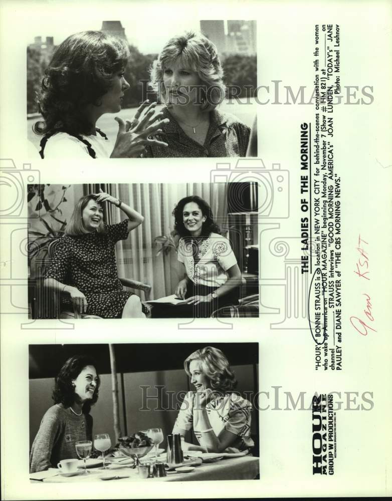 Press Photo TV Host Bonnie Strauss Interviews Women News Anchors in New York - Historic Images
